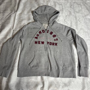 Women's Aeropostale Gray & Red Full-Zip Hoodie XL